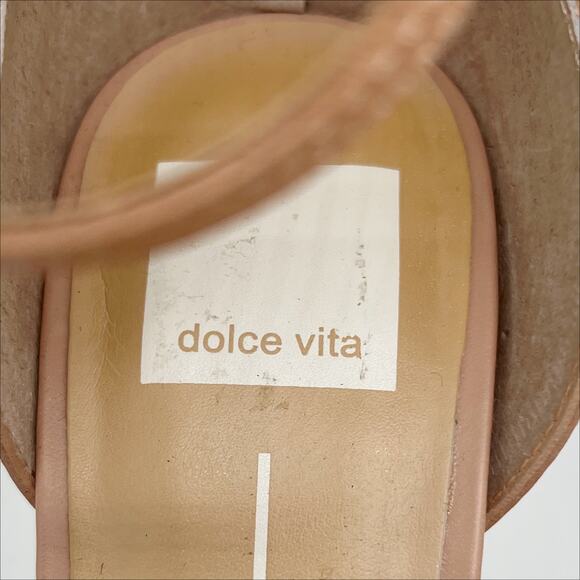 Dolce Vita Hyper Suede & Embellished Raffia High Heel Sandals Size 9 Tan Blue - Picture 5 of 9
